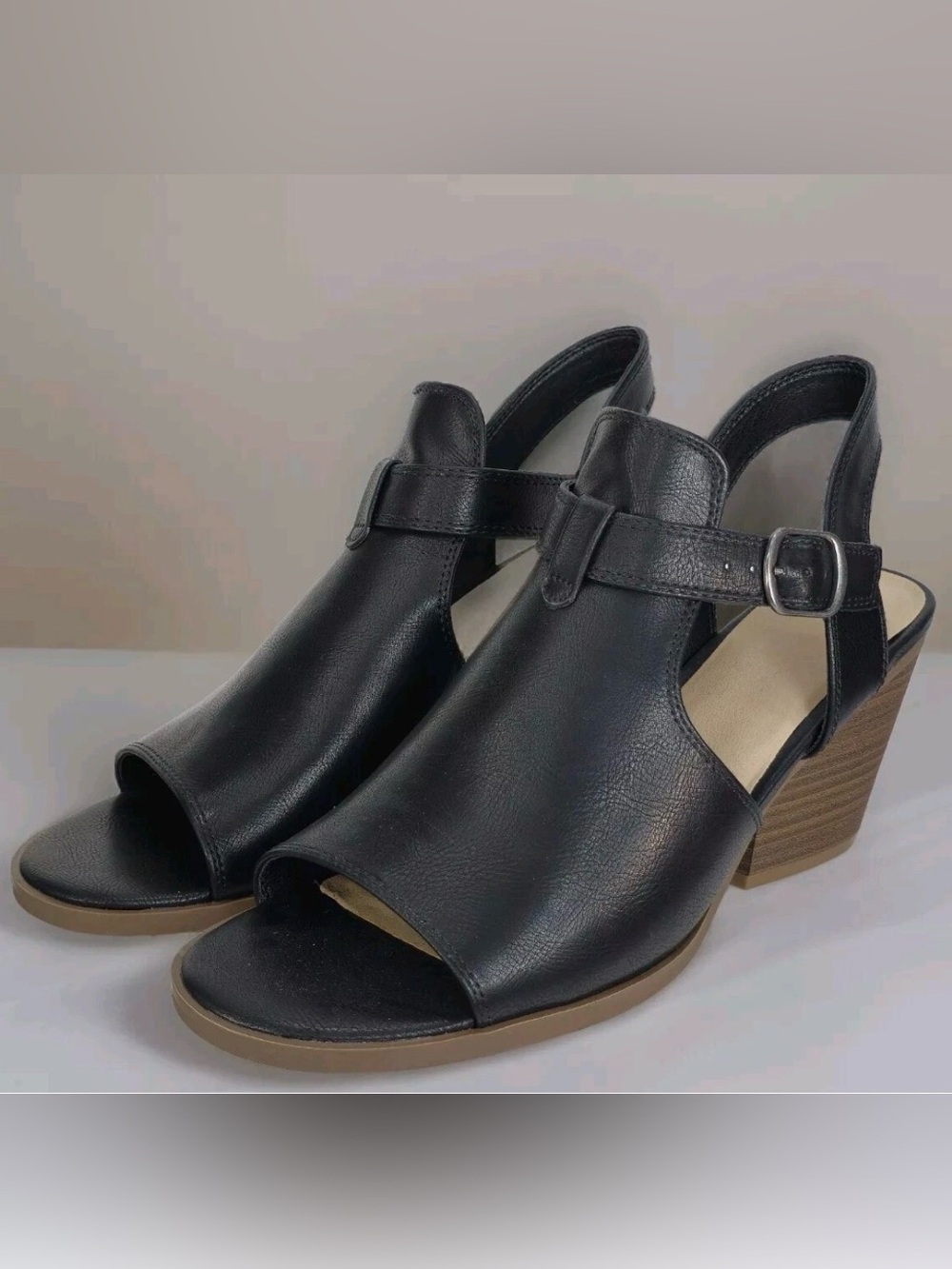 FRYE AND CO. Gaia FO10080 Women’s Black Slingback Heeled Peep-toe Sandal Sz 9